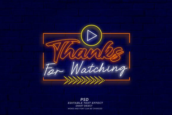 Download Thank for Watching Neon Sign Editable Te - Neon sign Collection