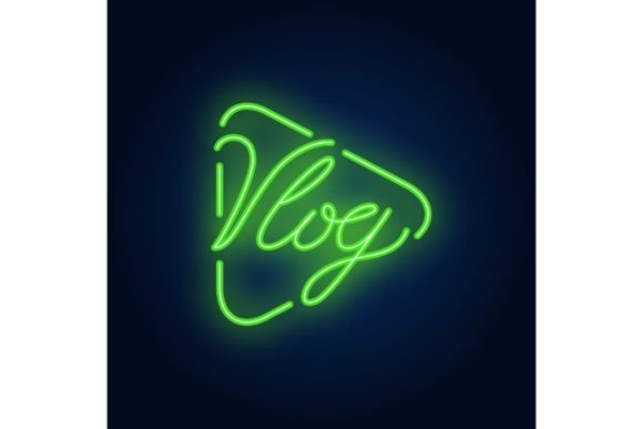Download Vlog Neon Sign on Brick Wall. Bright Lig - Neon sign Collection