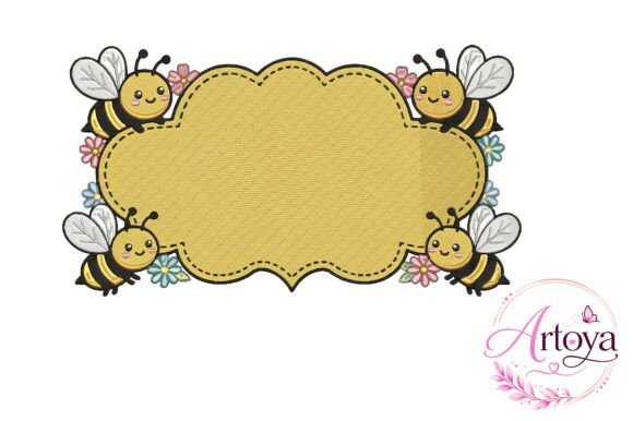 Download Cute Bee Embroidery Frame Design - Design Collection