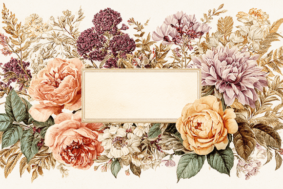 Download Vintage Floral Label Frame Design - Design Collection
