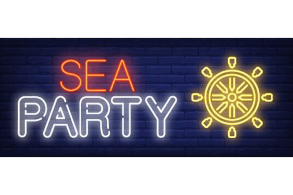 Download Sea Party Neon Sign. Glowing Inscription - Neon sign Collection