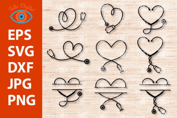 Download Heart Stethoscope Monogram Frame Design - Design Collection