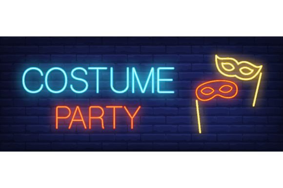Download Costume Party Neon Sign. Glowing Inscrip - Neon sign Collection
