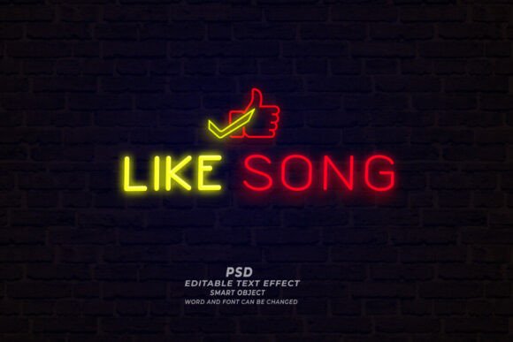 Download Like Song Neon Sign PSD Editable Text - Neon sign Collection