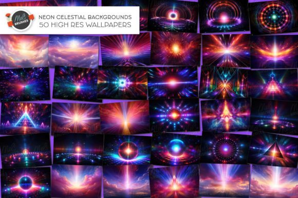 Download 50 Neon Celestial Sci-Fi Backgrounds - Premium Bundle