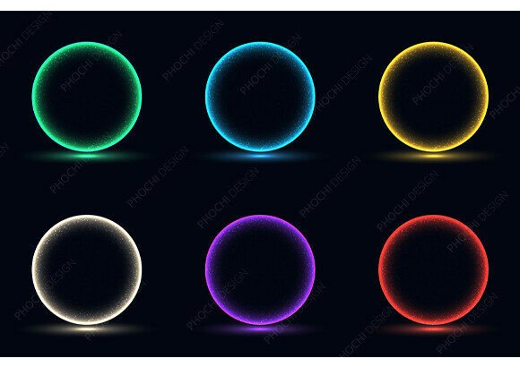 Download Set of Glowing Neon Circles Particles - Premium Resources
