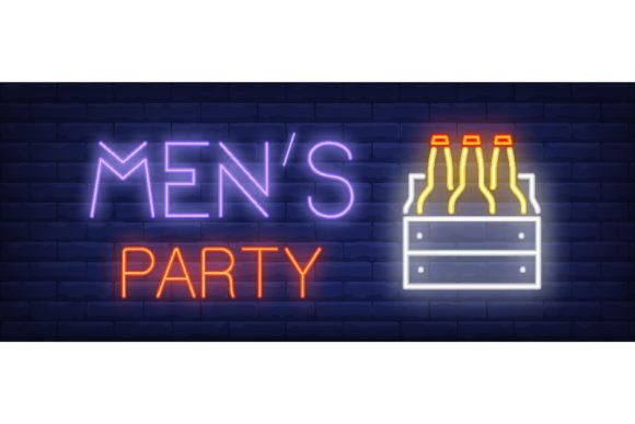 Download Mens Party Neon Sign. Glowing Inscriptio - Neon sign Collection
