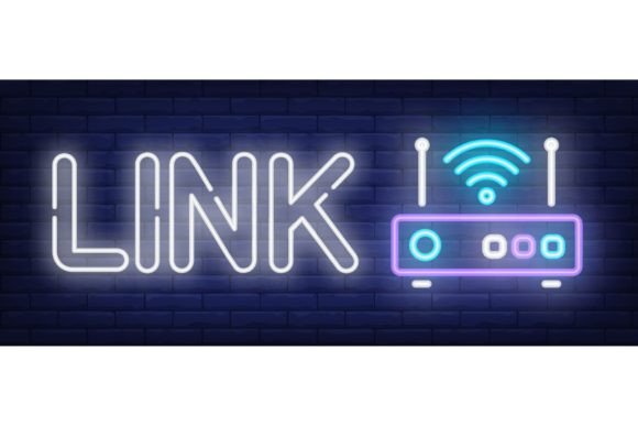 Download Link Neon Sign. Router with Signal Symbo - Neon sign Collection