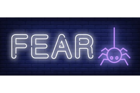 Download Fear Neon Sign. Spider on Brick Wall Bac - Neon sign Collection