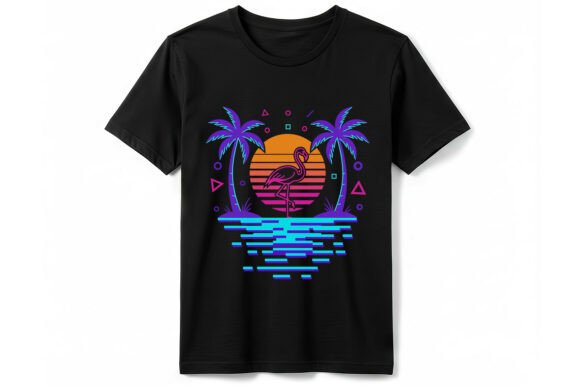 Download Retro Synthwave Flamingo T-Shirt - Premium Resources