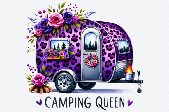 Download Camping Queen Leopard Caravan Png Design - Design Collection