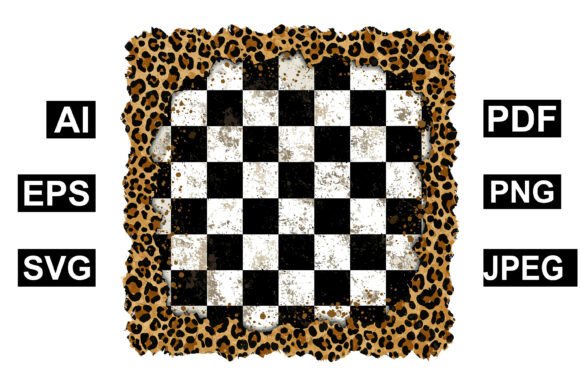 Download Grunge Leopard Checkerboard Frame Design - Design Collection