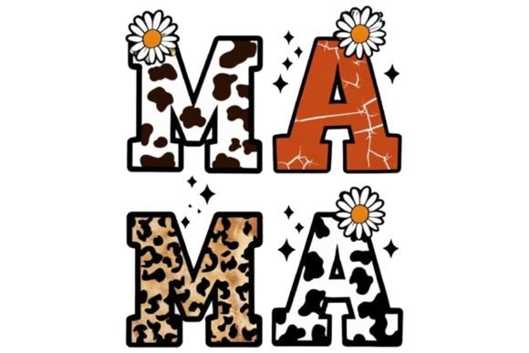 Download "Mama" Design with Cow Print, Leopard - Design Collection