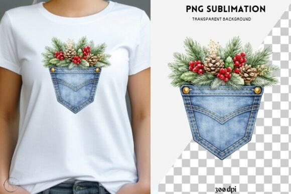 Download Denim Pocket with Flowers Png Design - Design Collection