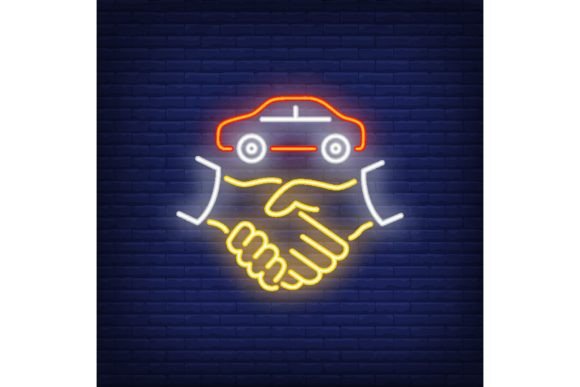 Download Car Deal Neon Sign. Glowing Hands with C - Neon sign Collection